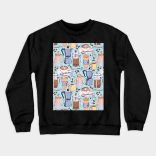 Coffee Love on Blue Crewneck Sweatshirt